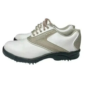 Footjoy Greenjoys Women's Golf Shoes White Tan 6.5 Soft Spikes